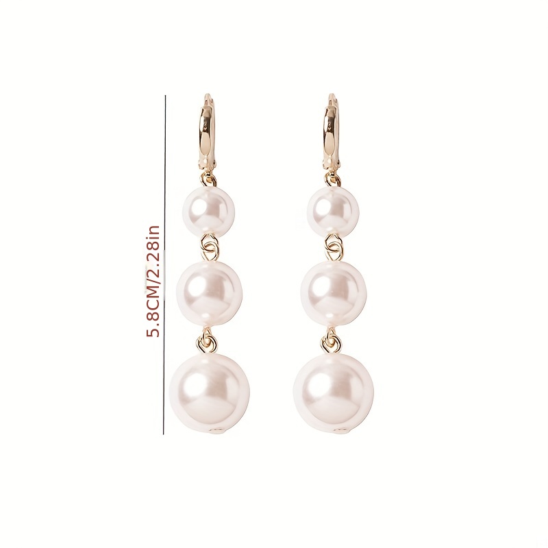 Women's Pearl Drop Earrings Long Tassel Beaded with Hooks